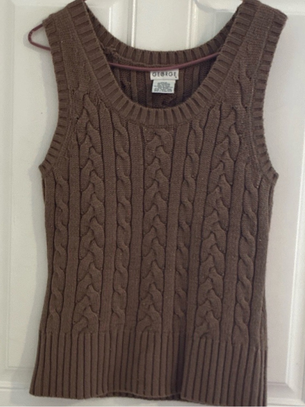 George Brown Cable-Knit Sleeveless Crew Sweater